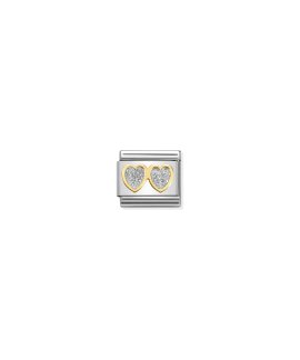 Nomination Composable Classic Double Hearts Glitter Link 030220/01