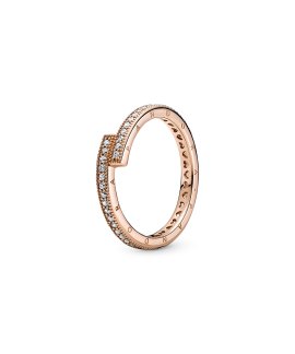 Pandora Rose Sparkling Overlapping Joia Anel Mulher 189491C01