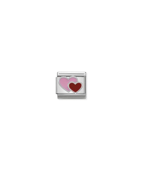 Nomination Composable Classic Pink and Red Double Heart Link Mulher 330202/16