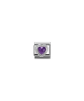 Nomination Heart-Shaped Faceted Purple Stone Acessório de Joia Link Mulher 330603/001