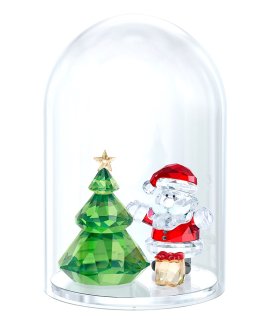 Swarovski Bell Jar - Christmas Tree and Santa Decoração Figura de Cristal Adorno 5403170
