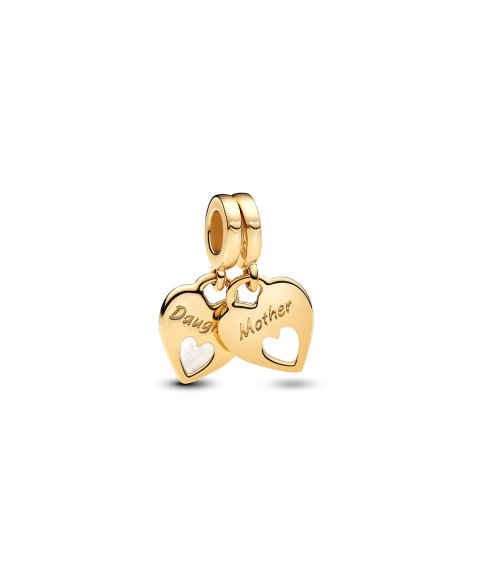 Pandora Mother and Daughter Double Heart Split Joia Conta Pendente Pulseira Mulher 769187C01