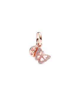 Pandora Rose Pink Butterfly and Quote Joia Conta Pendente Pulseira Mulher 782555C01