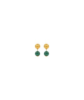 Portugal Jewels Conta de Viana em Ouro 19,2Kt com Malaquite Joia Brincos Mulher AECT01200G