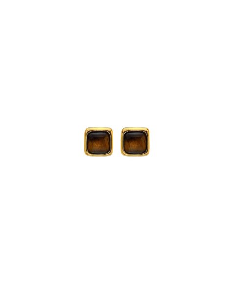 Hot Diamonds Gem Square Tigers Eye Joia Brincos Mulher DE792