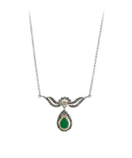 Portugal Jewels Tiara Verde Marcassites Joia Colar Mulher SNMC00583G