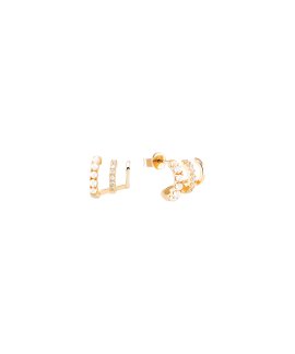 Unike Jewellery Mia Rose 3 Lines Shiny and Pearls Joia Brincos Mulher UK.BR.1204.0136