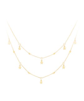 Unike Jewellery Winter Double Gold Stars Joia Colar Mulher UK.CL.0117.0177